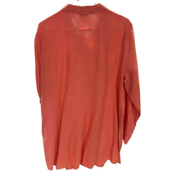 J. JILL Love Linen Peach Melon 100% Linen Long Sleeve Button Up Women's XL - Picture 2 of 8